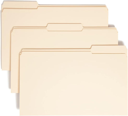 Smead File Folder, Reinforced 1/3-Cut Tab, Assorted Positions, Legal Size, Manila, 100 per Box (15334) by SMEAD