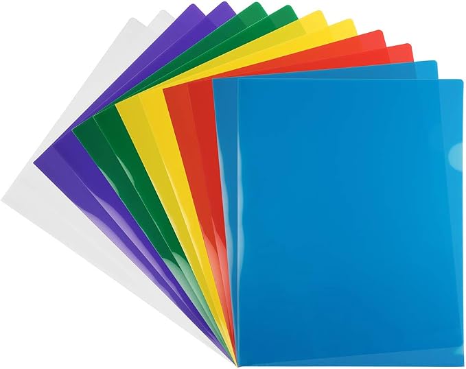 JAM PAPER Plastic Sleeves - Letter Size - 9 x 11 1/2 - Assorted Color Project Pockets - 12 Page Protectors/Pack by JAMPaper