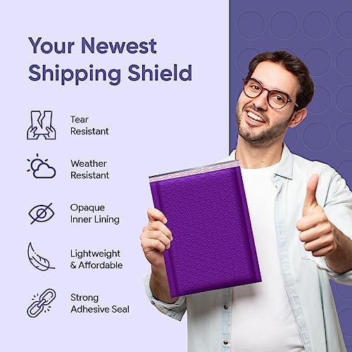 Purple Bubble Mailers 9.5x14.5, Poly Padded Envelopes #4, 100 Pack - Image 4
