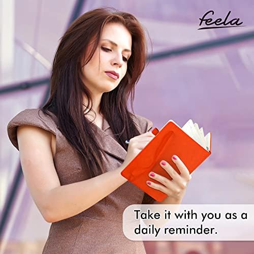 feela 24 Pack Journal Notebook for Work, Business Notebook Bulk Hardcover Lined Writing Journal with Pen Holder for Men Women Note Taking, with 24 Black Pens, 120 GSM, 5.1”x8.3”, A5, Orange - Image 6