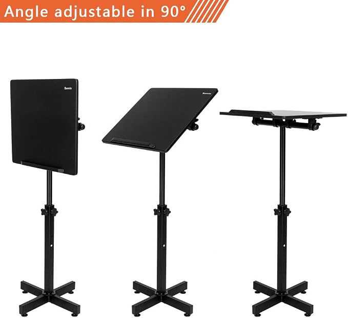 VINGLI Classic Lectern Podium Stand, Height Adjustable Church Classroom Lecture, Portable Presentation Concert Podium, Multi-Function Reading or Laptop Desk with Edge Stopper, Black - Image 4