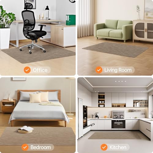 Office Chair Mat, 36" x 48" Computer Chair Mat for Hardwood Floor, Non-Curve Anti Slip Hard Floor Protector for Rolling Chair, PVC Mat Desk Rug for Home Office - Image 6