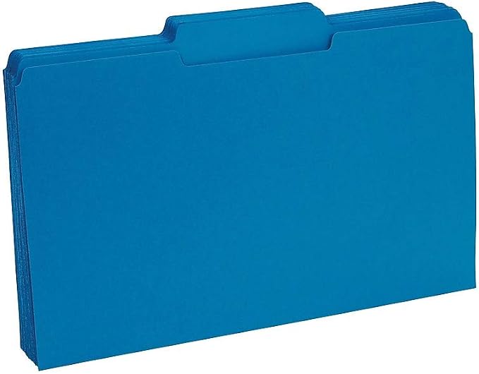 Staples Colored File Folders, Legal Size, 3‑Tab Top‑Tab Design, Blue, Durable Paper Stock, 100/Pack - Image 2