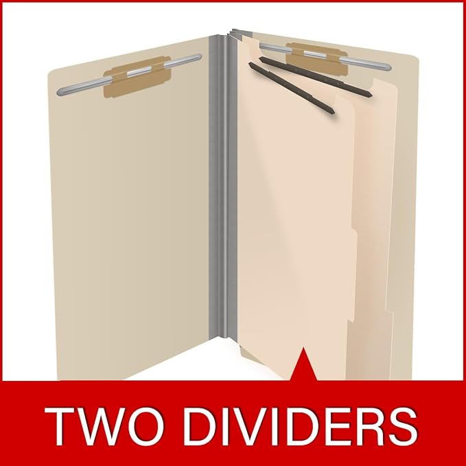Ecom Folders Manila Classification Folders | Legal Size 18 Pt Manila Stock with 2 Dividers | Full Cut End Tab Shelf Filing Folder for Medical, Legal & Office Records | Box of 10 - Image 8