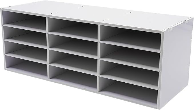 Literature Organizer 12 Slots Desk File Literature Sorter Mailbox Sorter Paper and Mail Organizer Desktop Paper Storage Holder for Home, Office and Classroom (31.46*12.13*11.81in, White) - Image 4