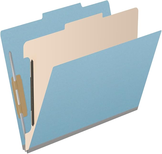 25 Pt. Pressboard Classification Folders, 2/5 Cut ROC Top Tab, Letter Size, 1 Divider, Light Blue (Box of 10) - Image 2