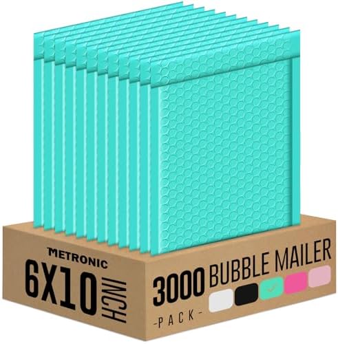 Metronic 3000 Pack Bubble Mailers 6x10 Inch Teal Bubble Mailer by METRONIC