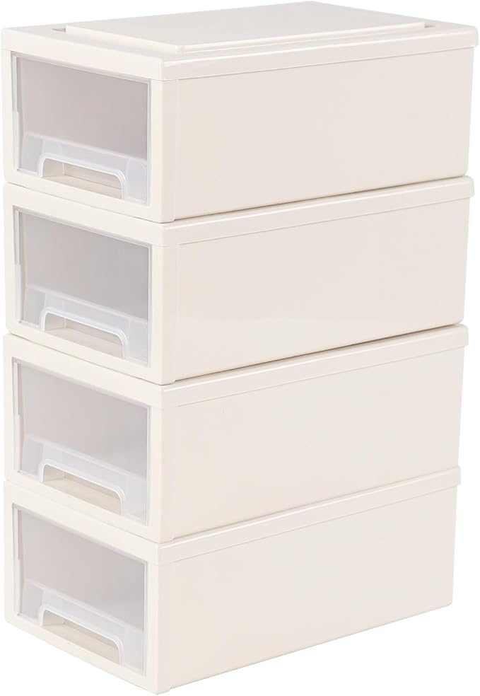 Sadstory 12 Quart Plastic Stackable Storage Desktop Drawer Unit, 4 Packs | Compact Stacking Drawers Unit for Organization - Image 9