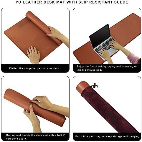 ZORESYN Light Brown Desk Mat 55"x24" Extra Large PU Leather Desk Pad - Image 5