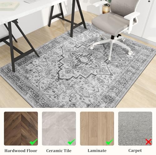 chakme Office Chair Mat for Hardwood Floor, 72"x48" Easy Glide Computer Desk Mat Protector for Rolling Chair Under Desk Rug Nonslip Backing, Machine Wash, (Boho) - Image 3