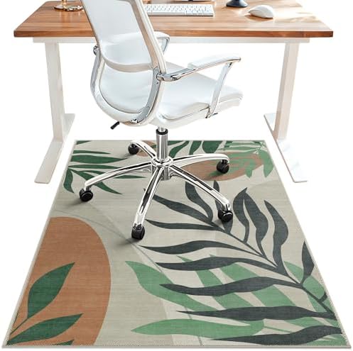 36"x48" Office Chair Mat for Hardwood Floor, Non-Slip Washable Beige Grey by BESBLEE