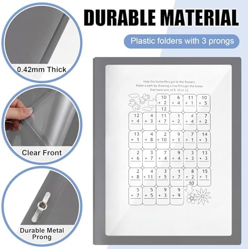 Teling 24 Pcs Report Covers with 3 Prong Presentation Folders, Dark Grey - Image 3