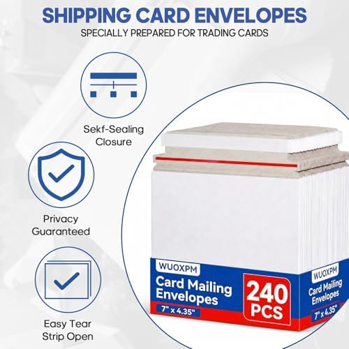 240 Pack Card Shipping Envelopes, 7x4.35in Self-Seal Hard Cardboard Mailers, for Mailing Semi-Rigid and Toploaders, Trading, Sports, Baseball Cards Mailing - Image 4