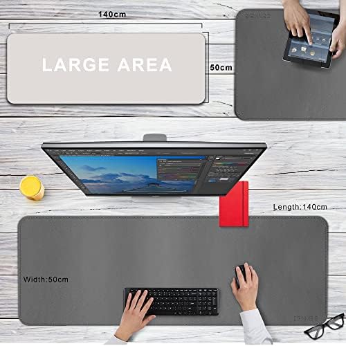 CENNBIE Leather Desk Mat, 55''x19.6'' Extra Large Desk Pad (Grey) - Image 5