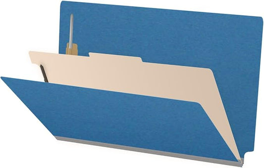 Ecom Folders Top Tab Pressboard Classification Folders | Legal Size 25 Pt Stock with 1 Divider | 2/5 Cut ROC Tab for Medical & Office Filing | 4 Filing Sections | Royal Blue, Box of 10 by Ecom+Folders