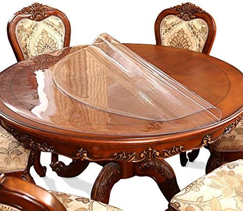 60 Inch 5ft Round Clear Dining Table Protector Tablecloth Cover Desk Top Pad Mat for Glass Furniture Study Coffee Marble End Bed Sofa Side Bistro Bar Night Stand Dinner Table Thick Plastic PVC Vinyl - Image 3