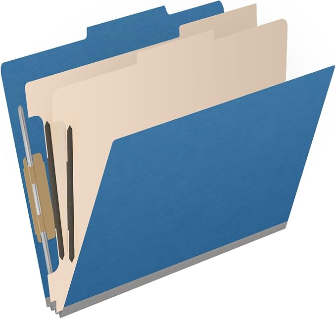 25 Pt. Pressboard Classification Folders, 2/5 Cut ROC Top Tab, Letter Size, 2 Dividers, Royal Blue (Box of 10) - Image 2