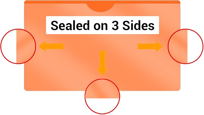 Doctor Stuff- 100 Pack, Vinyl Plastic Pocket File Folders Closed Sides, Legal Size, Clear Front Top Loading Job Jacket, Documents Holder for Office, High School and Medical Files, 5 Assorted Color - Image 3