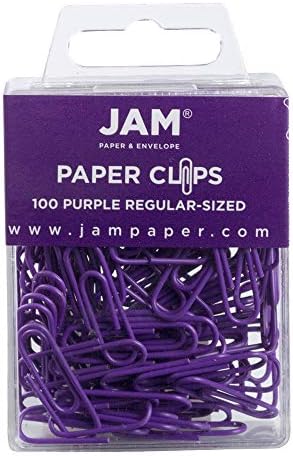 JAM PAPER Colorful Standard Paper Clips - Regular 1 Inch - Purple Paperclips - 100/Pack by JAMPaper