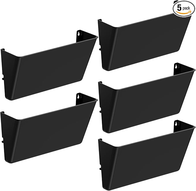 Gawerk Clear Acrylic Single Pocket, Plastic Hanging Wall Mount File Holder for Office Home (Black, 5 Pack) by Gawerk