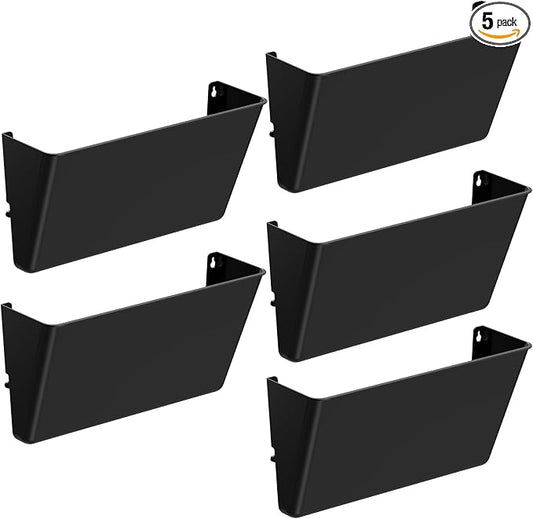 Gawerk Clear Acrylic Single Pocket, Plastic Hanging Wall Mount File Holder for Office Home (Black, 5 Pack) by Gawerk