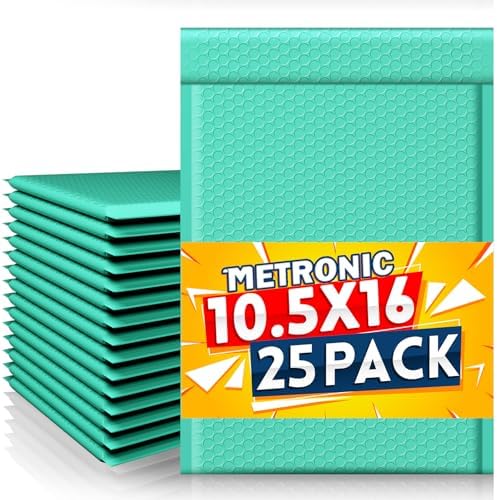 METRONIC Bubble Mailers 10.5x16 Inch 25Pack Teal Large Padded Envelopes by METRONIC