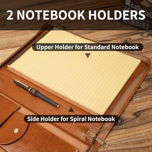 Zippered Leather Portfolio with Front Pocket for 8.5 x 11" Legal Pad - Image 6