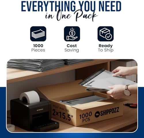 Shippozz 12x15.5 Poly Mailers 1000 Pack, Durable Waterproof Polymailers for Shipping Clothes, Self Seal Mailing Bags for Small Business Packaging Supplies, Mailing Envelopes for Books, and Accessories - Image 4