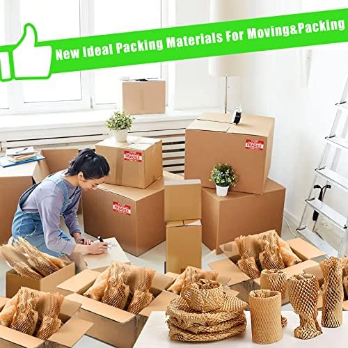 Honeycomb Packing Paper, MINHAO 15"x300' Eco Friendly Packing Paper for Moving Recyclable Honeycomb Paper Moving Supplies Bubble Paper Wrapping Protective Roll, With 36 Fragile Sticker Labels - Image 5