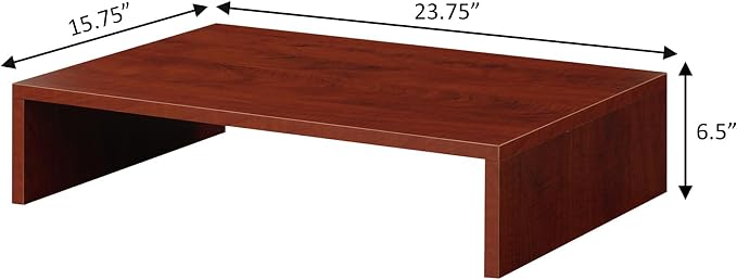 Pemberly Row Small Monitor Riser, 23.75 x 15.75 x 6.5 in, Cherry Finish, Compact Design with Storage Space, Easy Assembly, Perfect for Office Desk or Any Room - Image 4