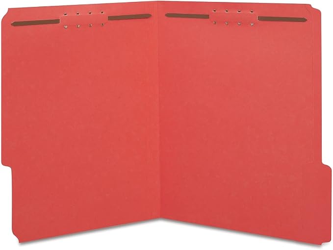 Staples Reinforced Tab Fastener Folder, Letter Size, Red Pressboard, Durable Construction, 50/Box by Staples