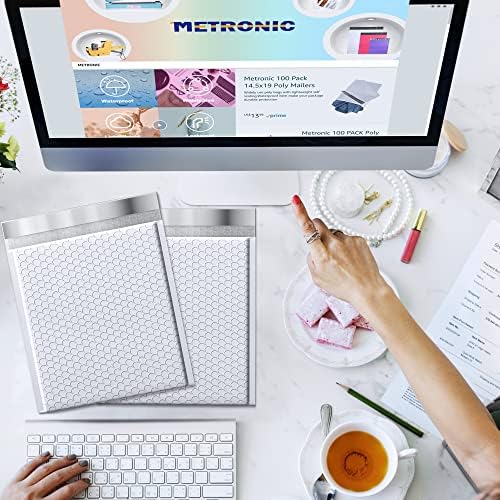 Metronic Bubble Mailer 10.5X16" White 100 Pack Waterproof Padded Envelopes - Image 6