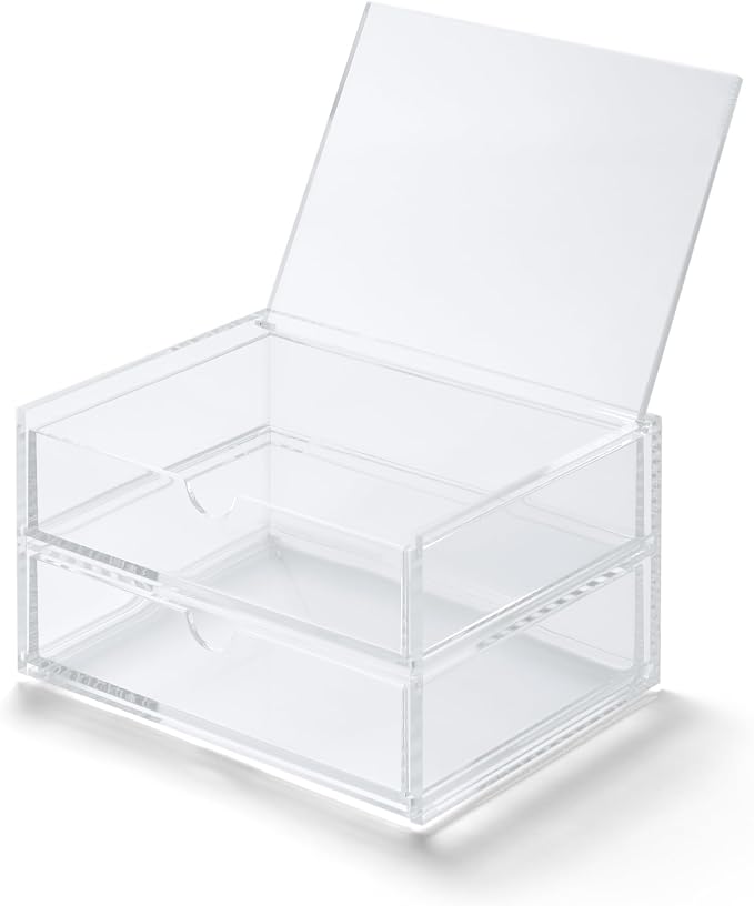 MUJI Acrylic Stackable 2 Drawer Sorage Case with Lid, Small, 17.5 cm Width x 13 cm Depth x 9.5 cm Height by MUJI