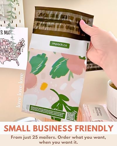 Poly Mailers 6 x 9 Inch - 100 pack Biodegradable Shipping Bags for Stationery and Small Accessories - Impack Self-Seal Waterproof Thick Mailing Envelope for Small Items - Pastel Petals - Image 5