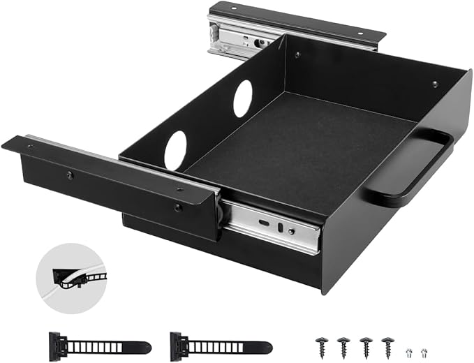 VEVOR Under Desk Drawer Slide Out, 13 inch Attachable Desk Drawer for Sit Stand Workstation, Hidden Under Counter Drawers for office Home, Black by VEVOR