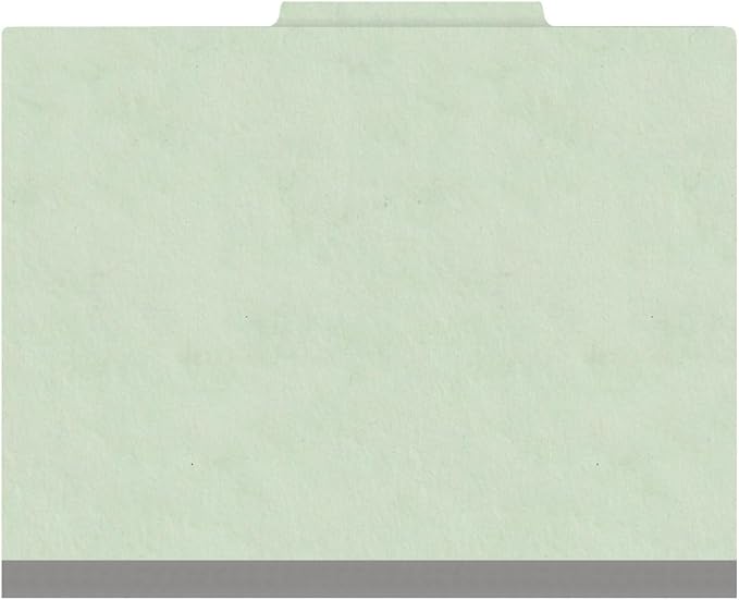 25 Pt. Pressboard Classification Folders, 2/5 Cut ROC Top Tab, Letter Size, 1 Divider, Pale Green (Box of 10) - Image 3