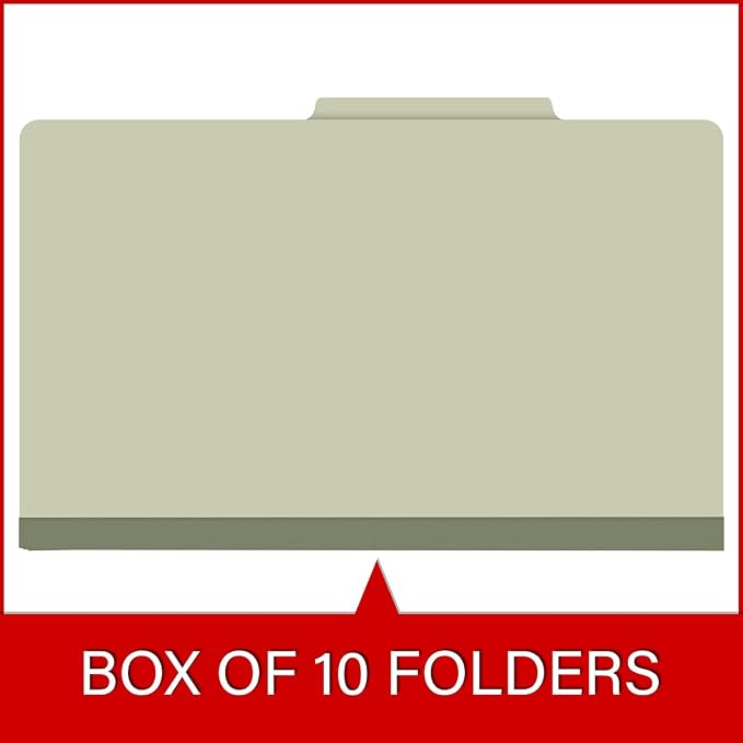 25 Pt. Pressboard Classification Folders, 2/5 Cut ROC Top Tab, Legal Size, No Dividers, Light Green (Box of 25) - Image 6