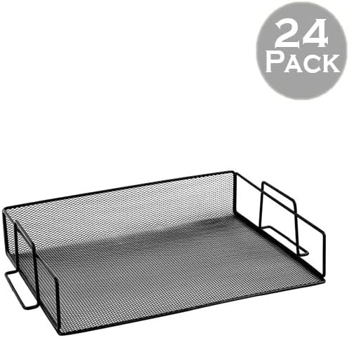 YBM HOME Black Steel Mesh Stackable Letter Paper Holder Shelf Tray Desktop Organizer, Office Product (24, Black) - Image 2