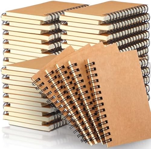 Jutom 100 Pcs Small Spiral Notebook Memo Pad 3x5, Kraft Color by Jutom