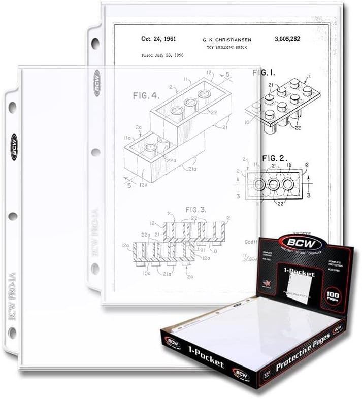 BCW Pro 1-Pocket Document Pages (100 CT. Pack | Archival Acid-Free Storage for 8.5 x 11" Documents | Sheet Protectors with Toploading Design | Universal Fit in 3-Ring Binders and Albums by BCW