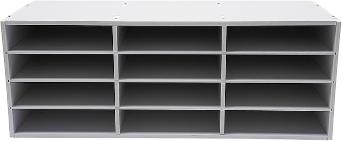 Literature Organizer 12 Slots Desk File Literature Sorter Mailbox Sorter Paper and Mail Organizer Desktop Paper Storage Holder for Home, Office and Classroom (31.46*12.13*11.81in, White) - Image 3