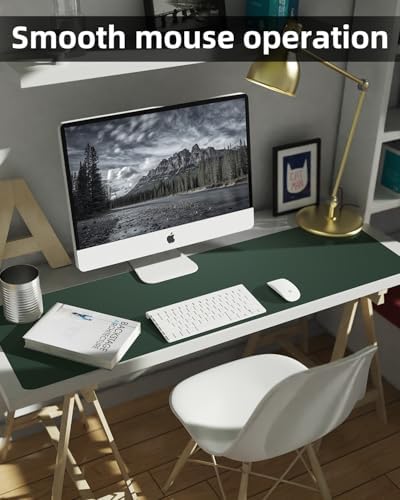 Leather Desk Pad Protector, Large Mat, Mouse Pad, Non-Slip PU Leather Blotter, Cover for Keyboard and Mouse, Office & Home (Dark Green, 48" x 17") - Image 4