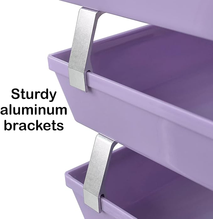 Acrimet Facility 3 Tier Letter Tray, Side Load, Letter Size/A4, Desktop File Organizer, Plastic (Solid Purple Color) | Document Tray with Aluminum Rods - Image 5