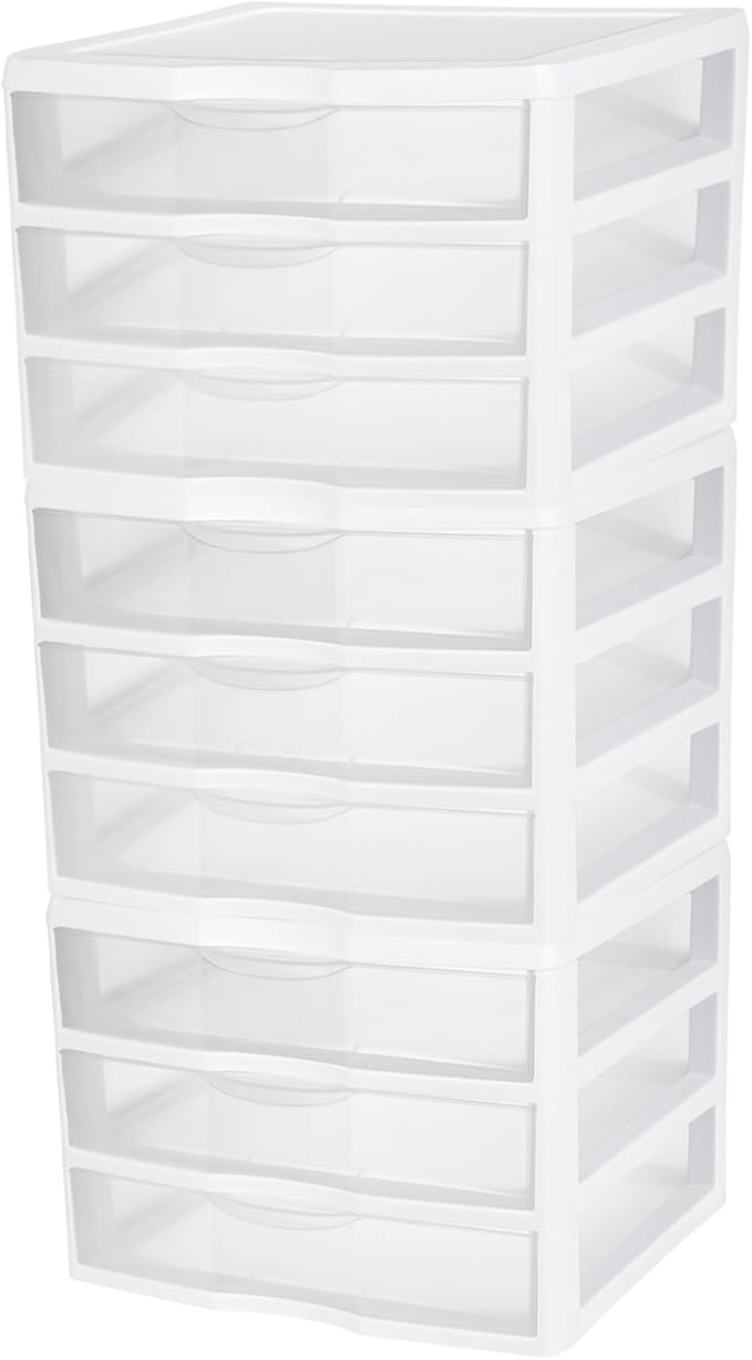 Sterilite Wide 3 Drawer Organizer, Clear Countertop/Desk Storage, 3 Pack | Organizing Plastic Storage Drawers and Containers for Home, Office, Desk, Clothes, Kitchen, and Pantry by Sterilite