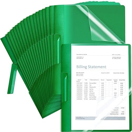 Maitys 25 Pack Clear Report Covers with Clip, Green by Maitys