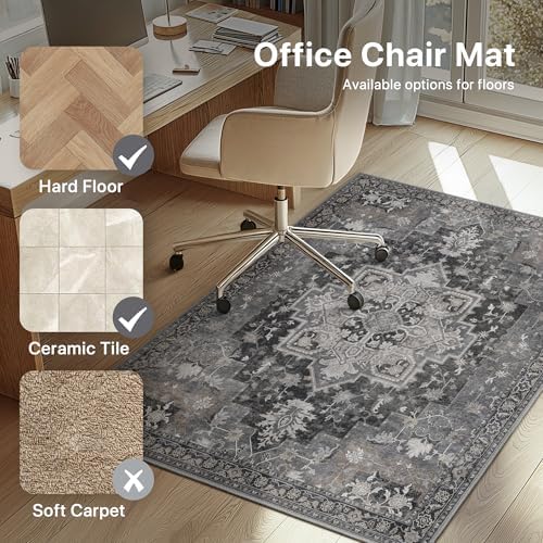 48"x72" Office Chair Mat for Hardwood Floor, Non-Slip Washable Black - Image 3
