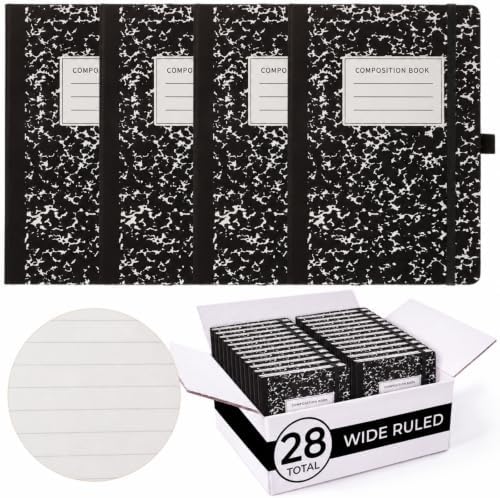 Laumoi 28 Pack A5 PU Leather Lined Notebook Journal, Black,Marble by Unknown