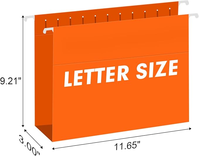 Extra Capacity Hanging File Folders, RAZCC 60 Pack Letter Size Reinforced Hanging Folders with Heavy Duty 3 Inch Expansion for Bulky Files, Filing Cabinet, Adjustable Tabs, Assorted Colors - Image 2