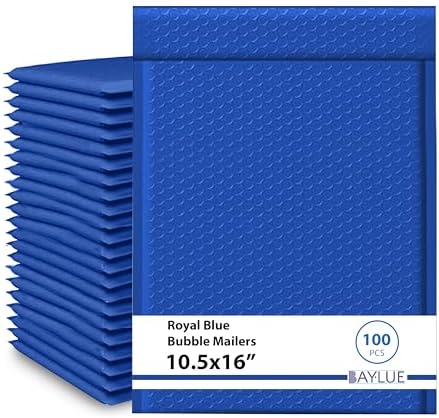 Royal Blue Bubble Mailers 10.5x16, Poly Padded Envelopes #5, 100 Pack by BAYLUE