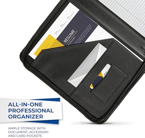 Samsill Contrast Stitch Leather Zippered Portfolio Folder/Business Portfolio for Men and Women, Resume/Document Organizer with Writing Pad, Black (71720) - Image 7